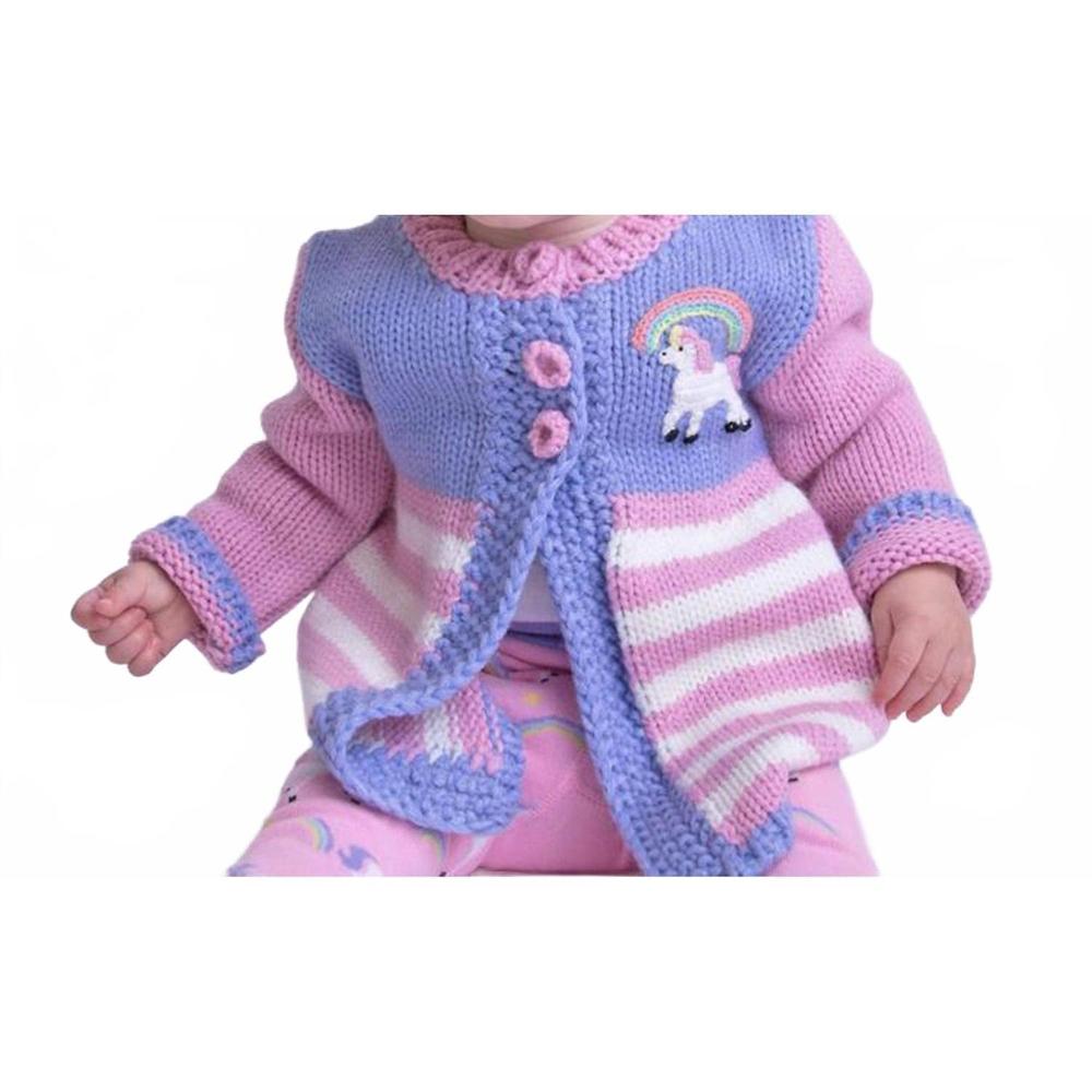 NEW HUGGALUGS baby girls and toddlers unicorn sweater in pink/purple